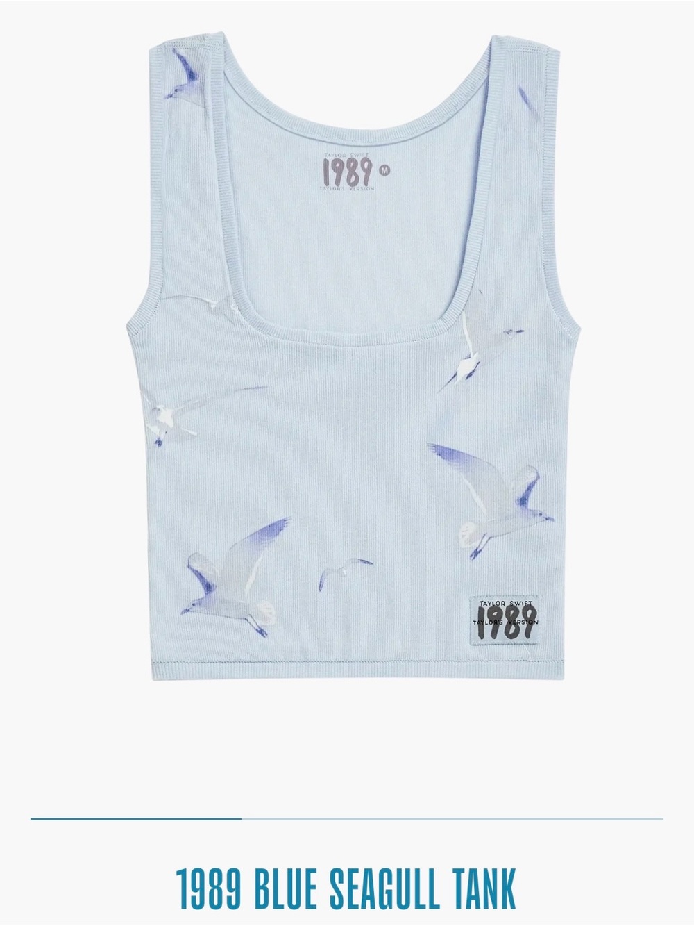 Taylor Swift Light Blue 1989 Seagull Print Tank Top NWOT